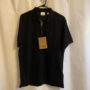 NWT Burberry Monogram Motif Cotton Pique Polo Shirt- Size Large, Color Black